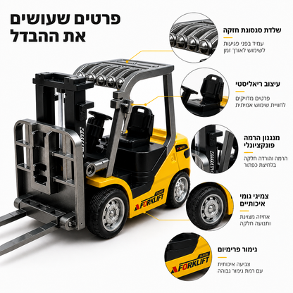משאית מלגזה מיני נשלטת מרחוק, דגם מכונית צעצוע מלגזה מסגסוגת נשלטת מרחוק ליום הולדת