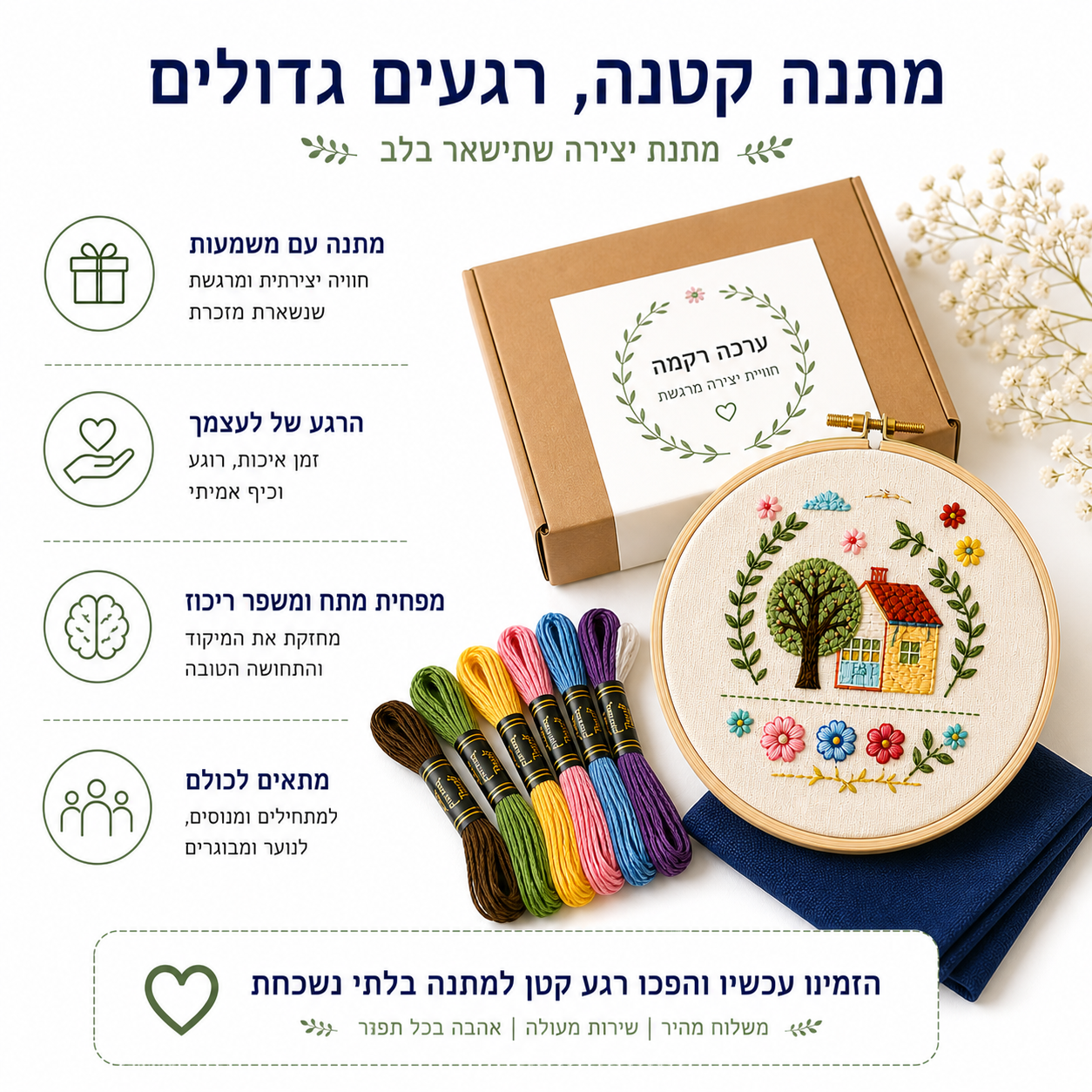 Learn Embroidery Stitch Sampler Book – הדרך הכי נעימה ללמוד רקמה, צעד אחר צעד, על בד אמיתי