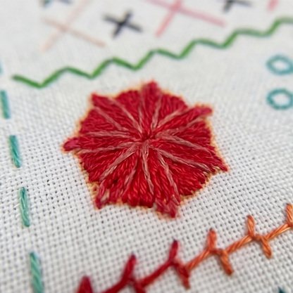Learn Embroidery Stitch Sampler Book – הדרך הכי נעימה ללמוד רקמה, צעד אחר צעד, על בד אמיתי
